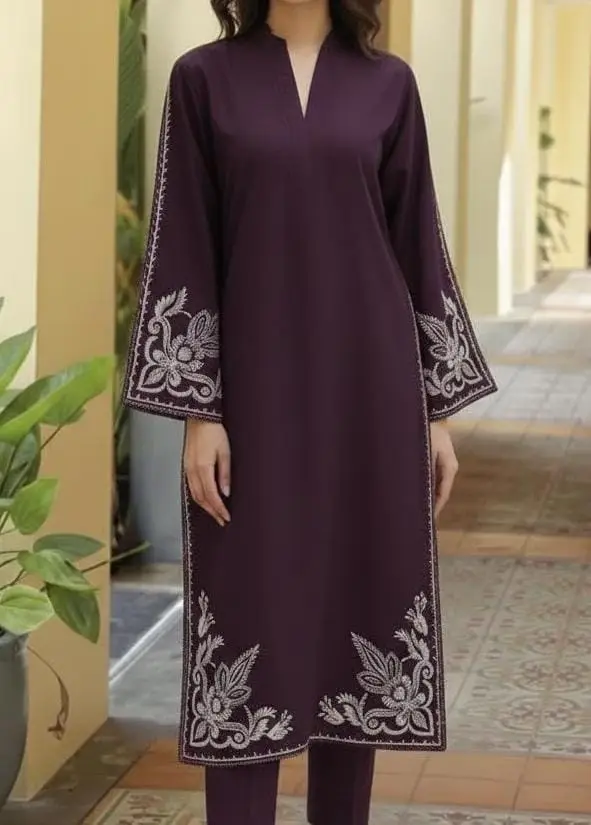 2 Pcs Women's Unstitched Embroidered Suit
