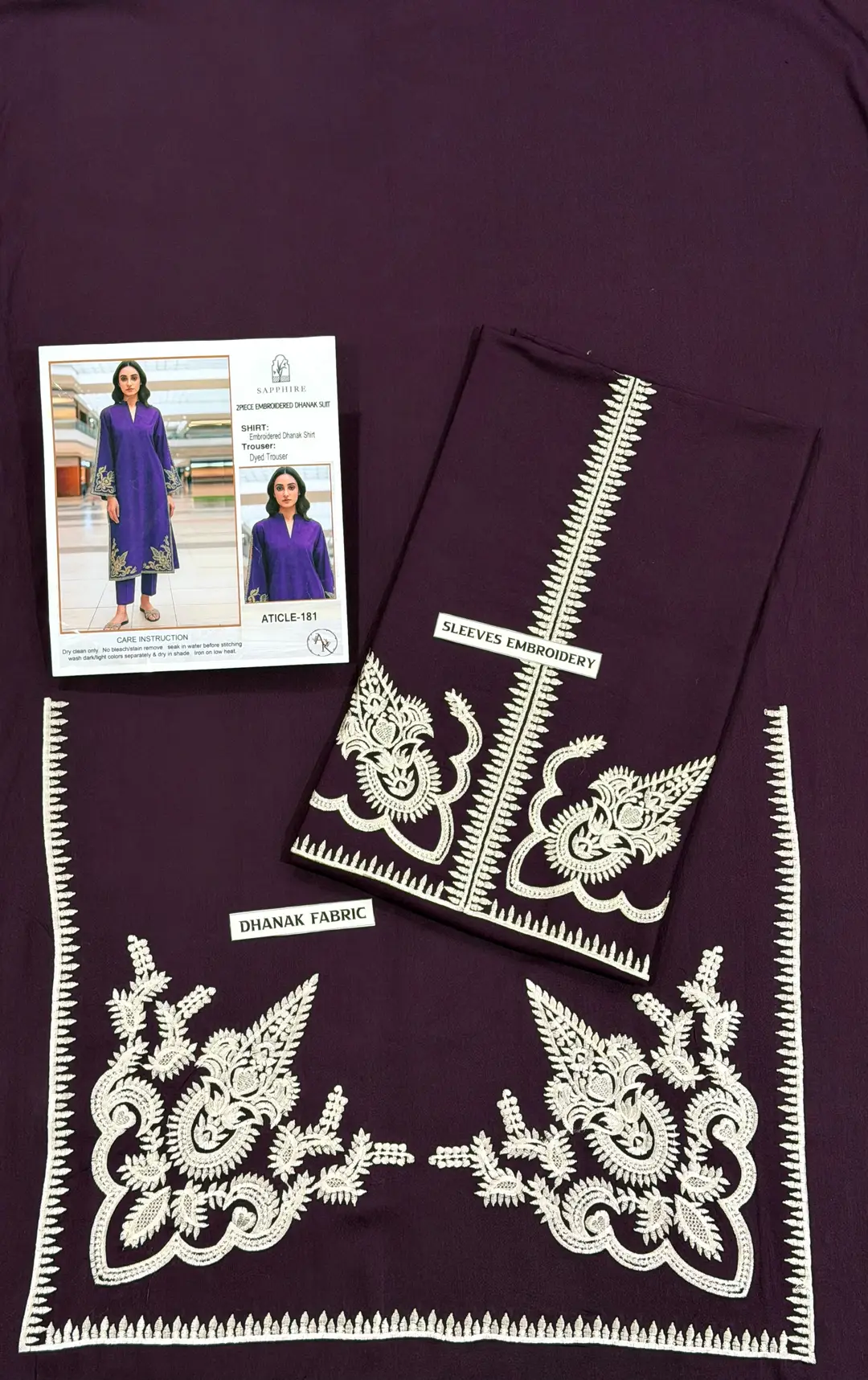 2 Pcs Women's Unstitched Embroidered Suit