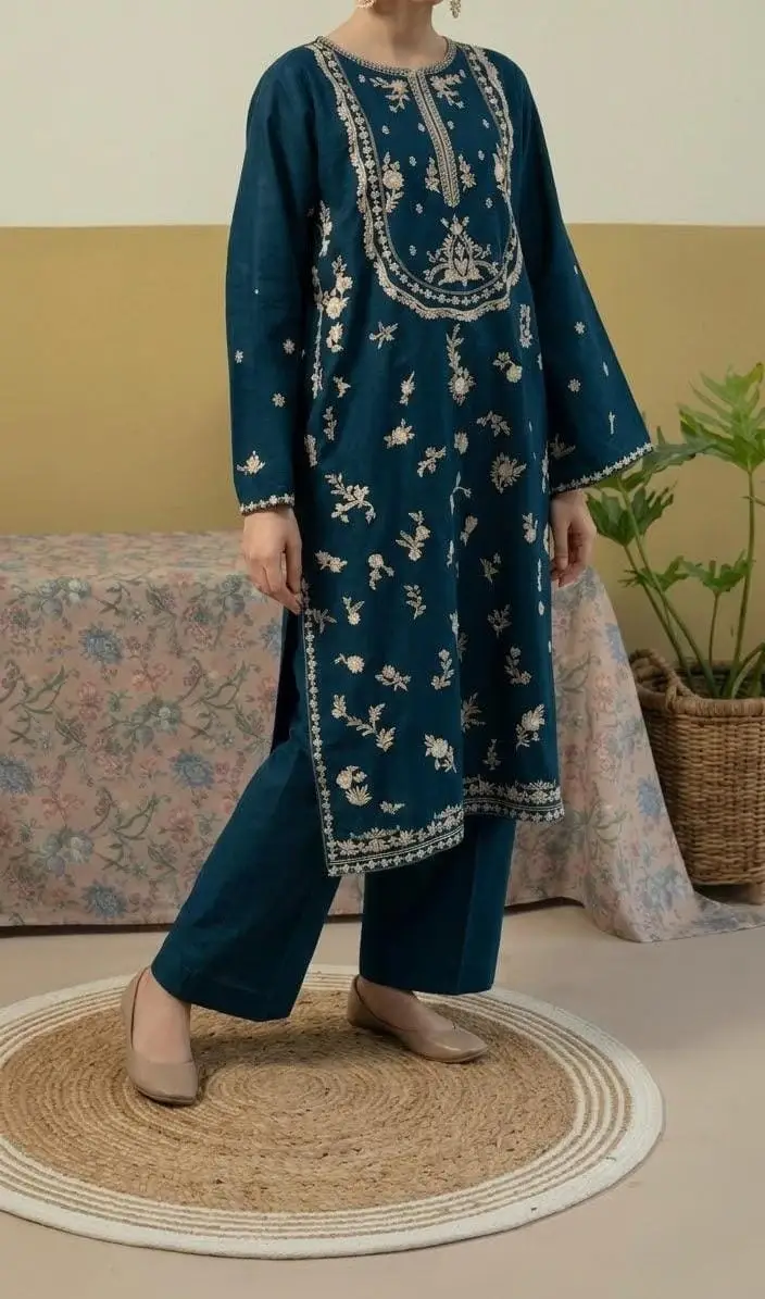 2 Pcs Women's Unstitched Embroidered Suit