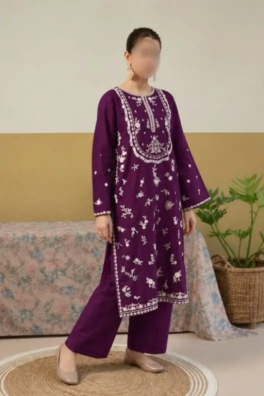 2 Pcs Women's Unstitched Embroidered Suit