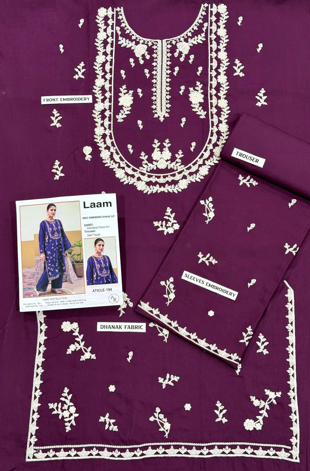 2 Pcs Women's Unstitched Embroidered Suit