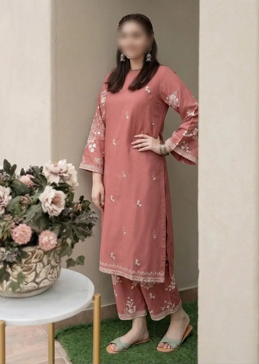2 Pcs Women's Unstitched Embroidered Suit