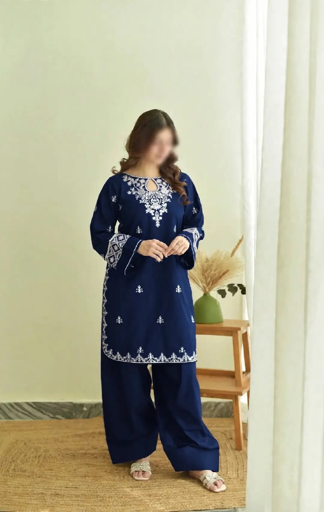 2 Pcs Women's Unstitched Embroidered Suit