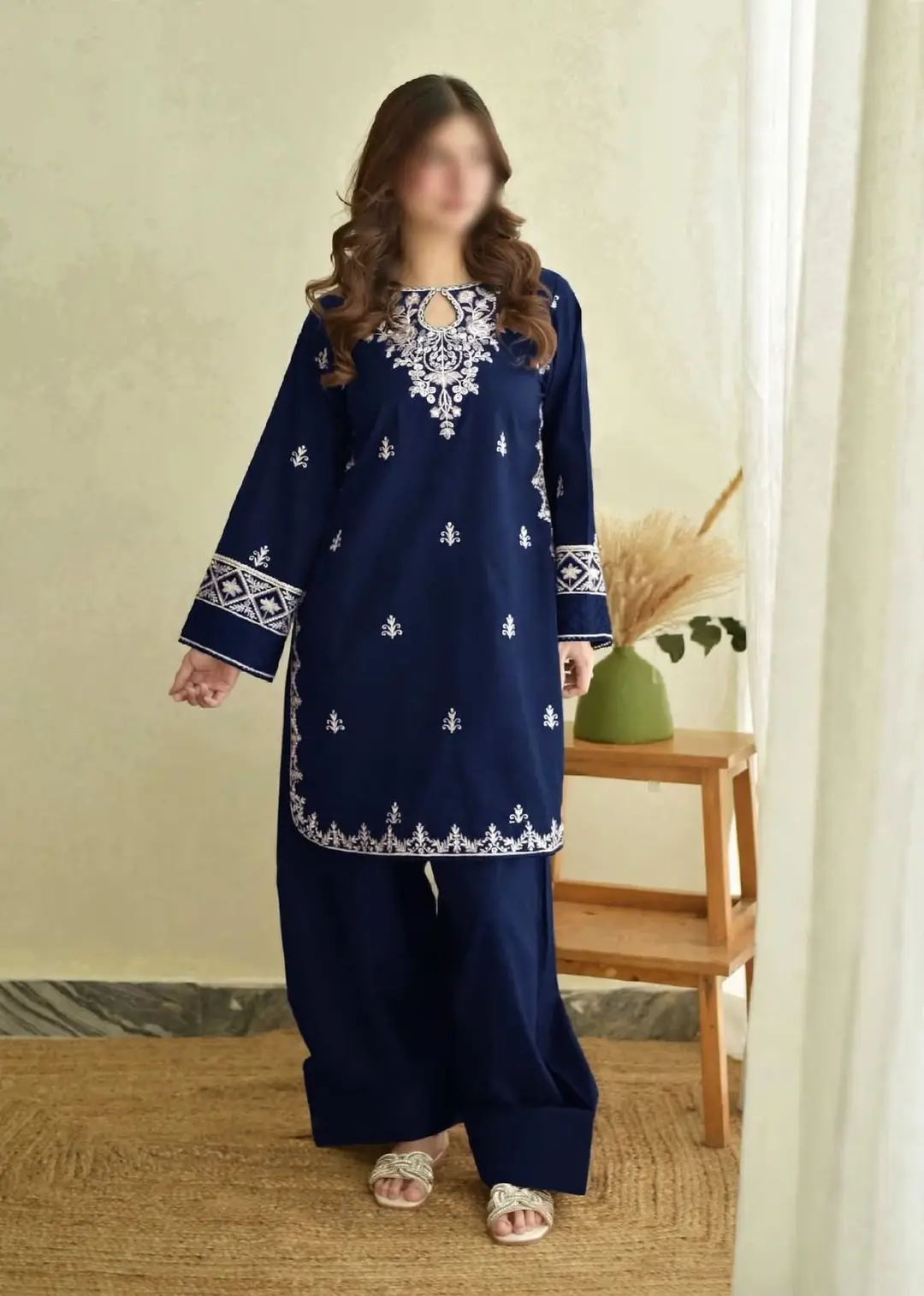 2 Pcs Women's Unstitched Embroidered Suit