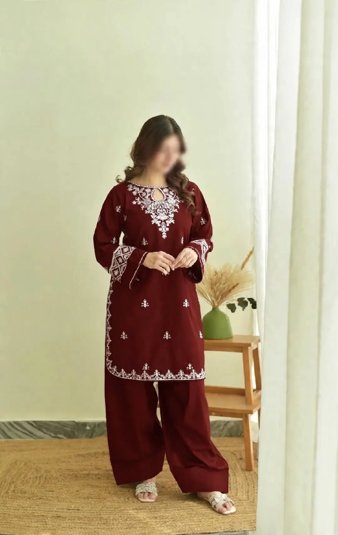 2 Pcs Women's Unstitched Embroidered Suit