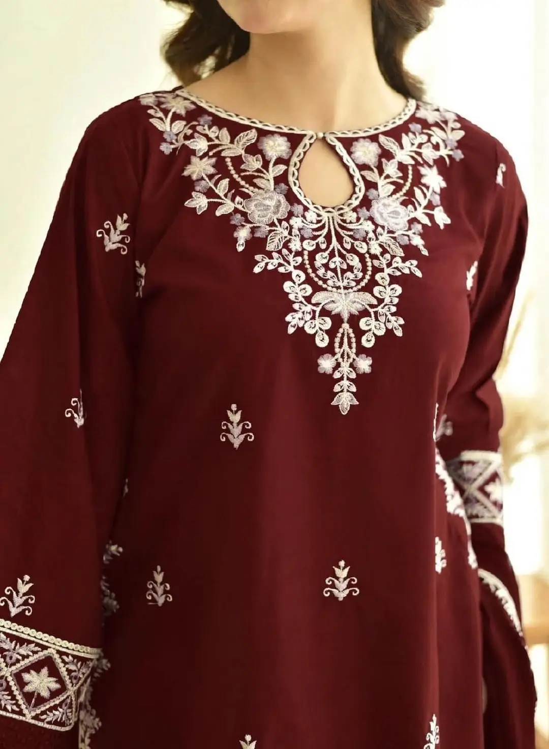2 Pcs Women's Unstitched Embroidered Suit