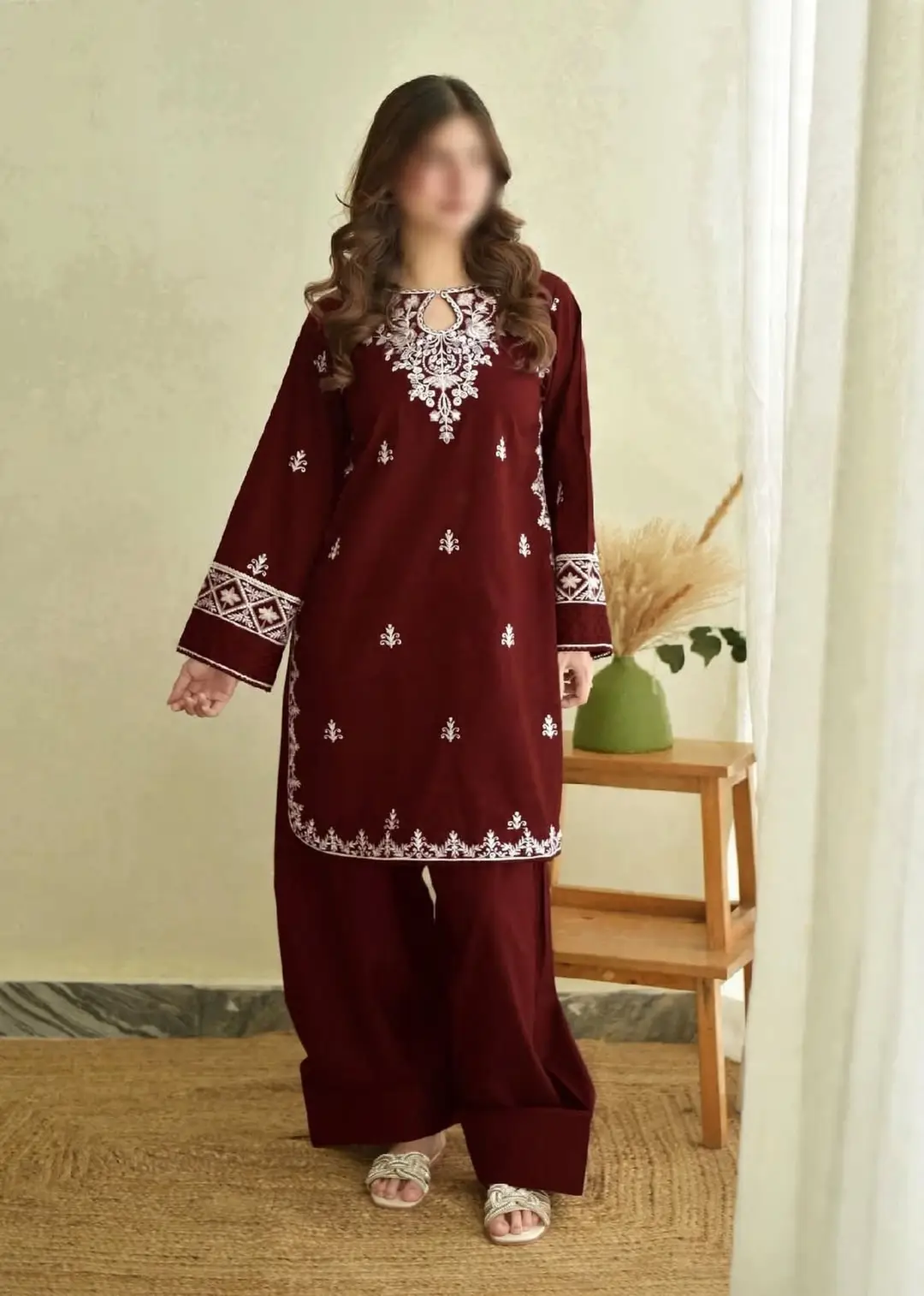 2 Pcs Women's Unstitched Embroidered Suit