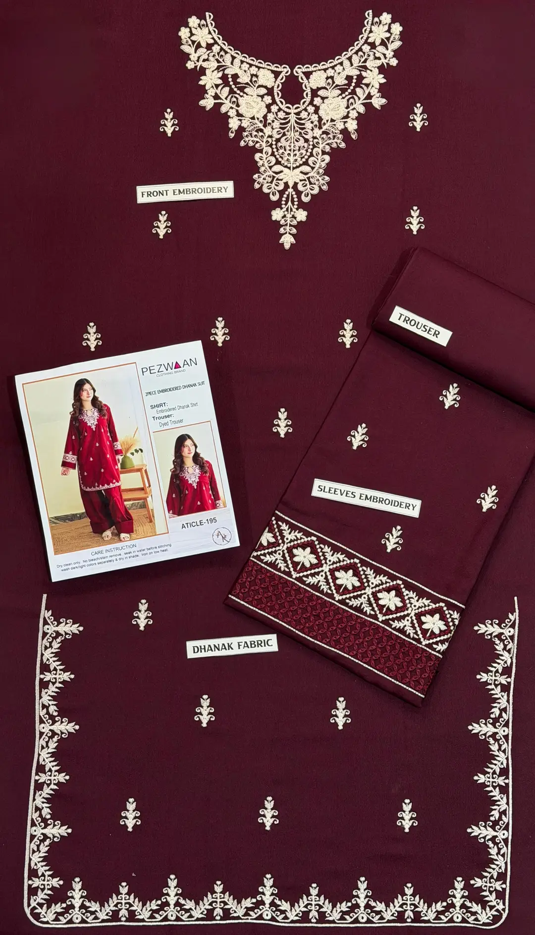 2 Pcs Women's Unstitched Embroidered Suit
