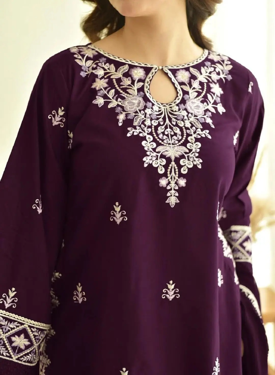 2 Pcs Women's Unstitched Embroidered Suit