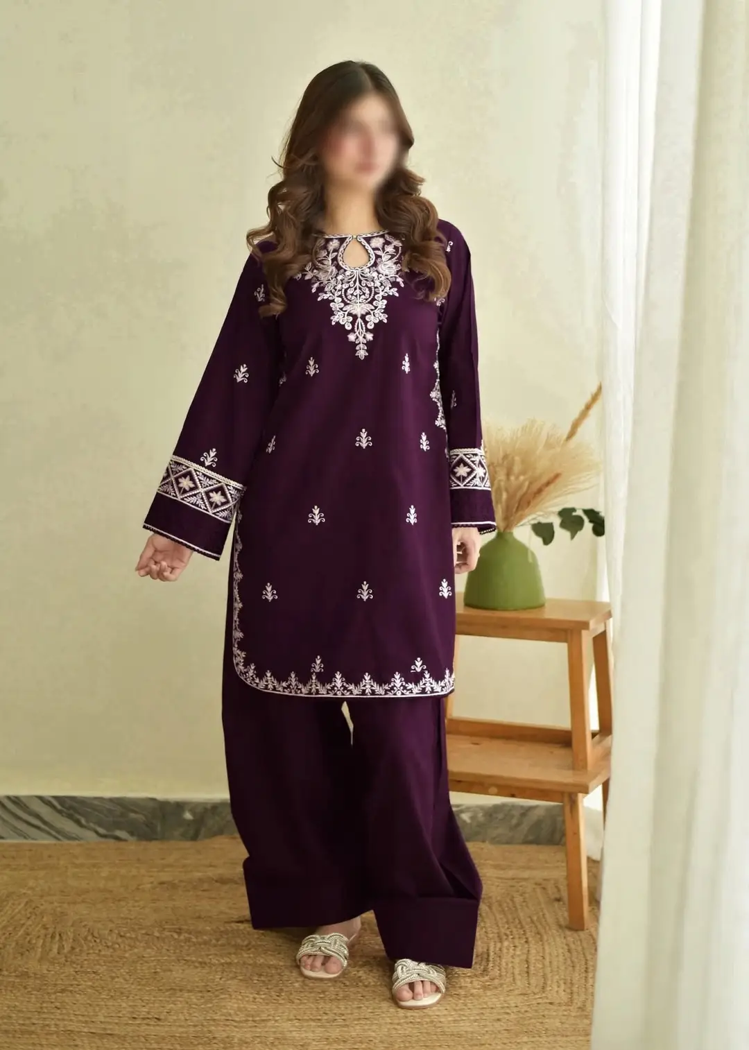 2 Pcs Women's Unstitched Embroidered Suit