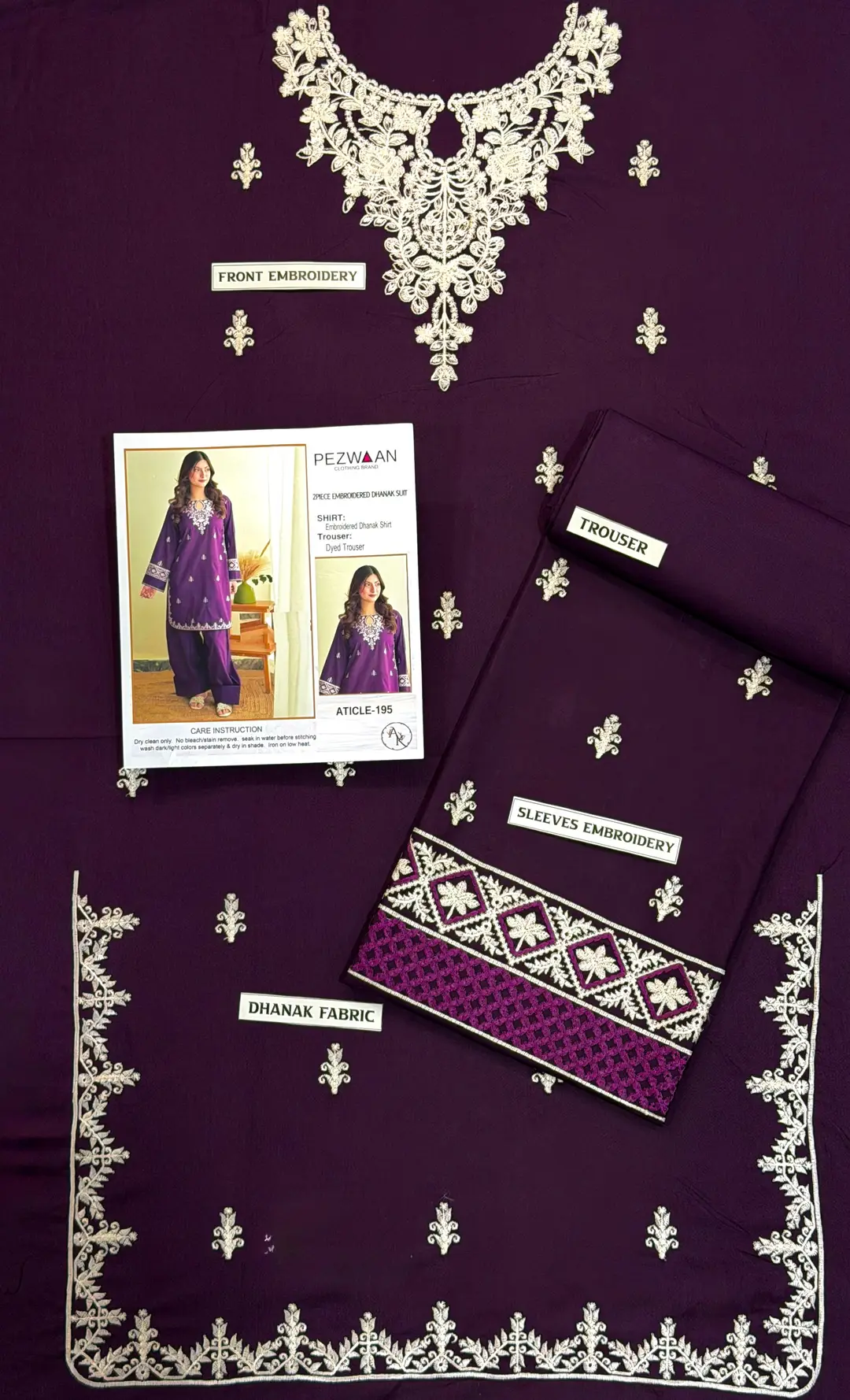 2 Pcs Women's Unstitched Embroidered Suit