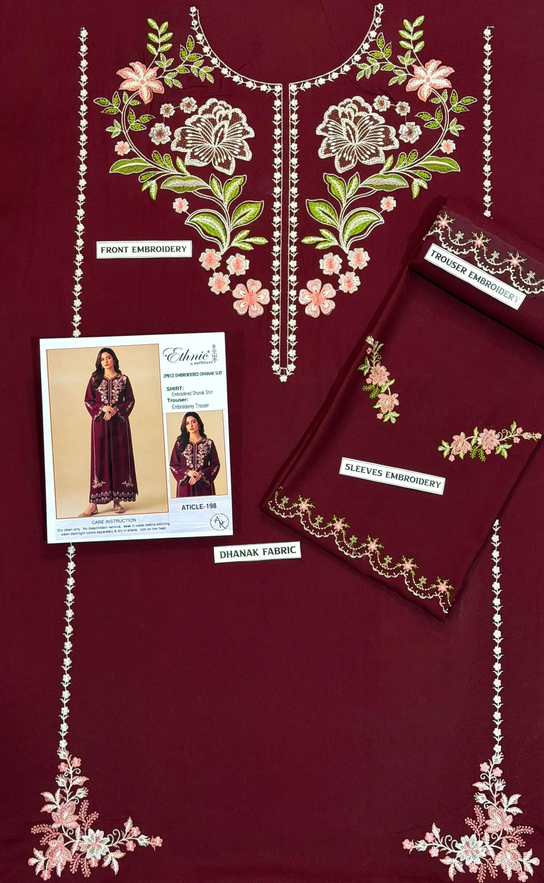 2 Pcs Women's Unstitched Embroidered Suit