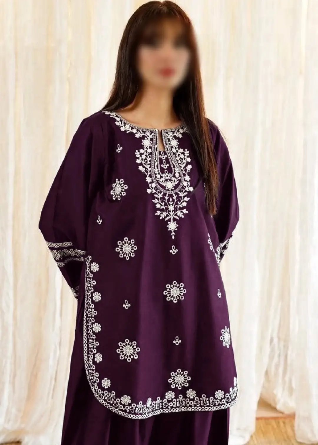 2 Pcs Women's Unstitched Embroidered Suit