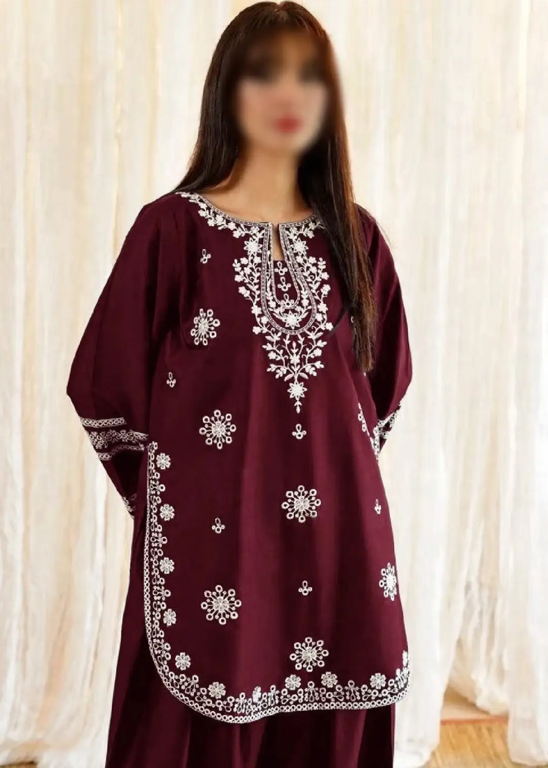 2 Pcs Women's Unstitched Embroidered Suit
