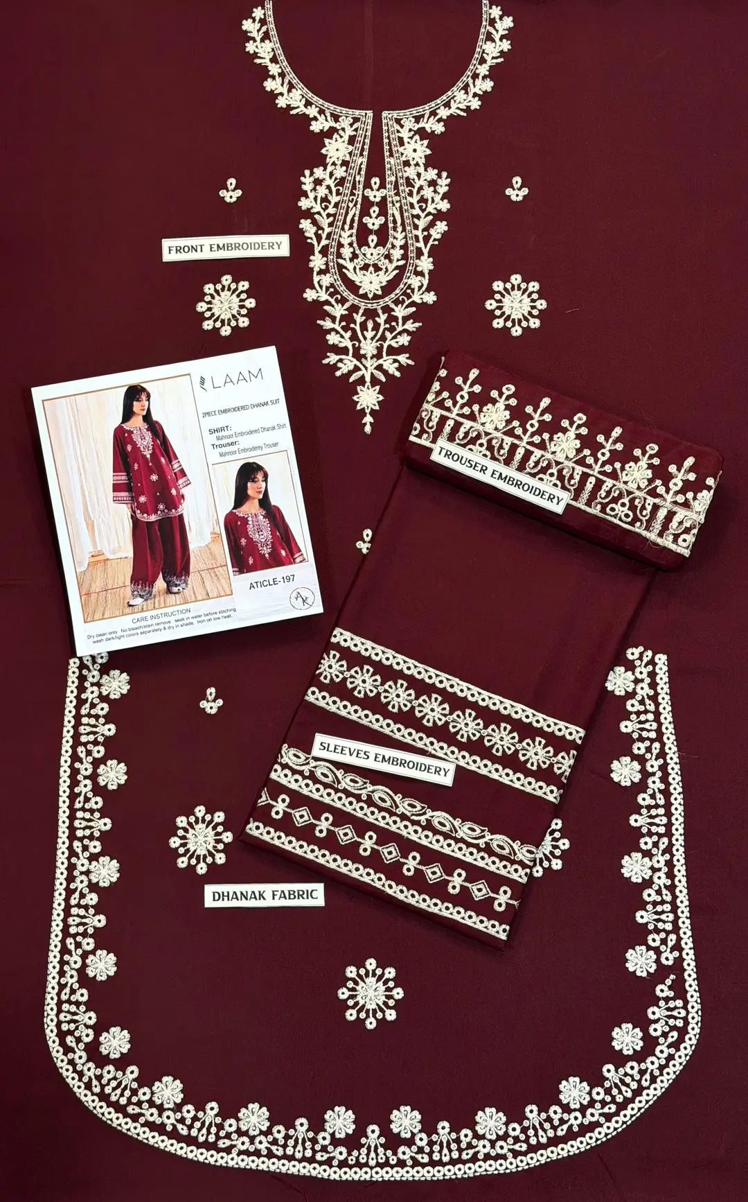 2 Pcs Women's Unstitched Embroidered Suit