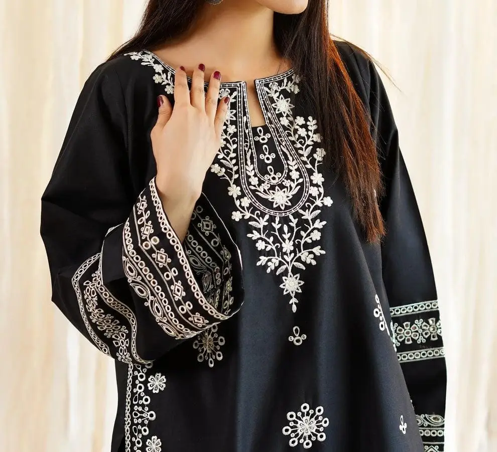 2 Pcs Women's Unstitched Embroidered Suit