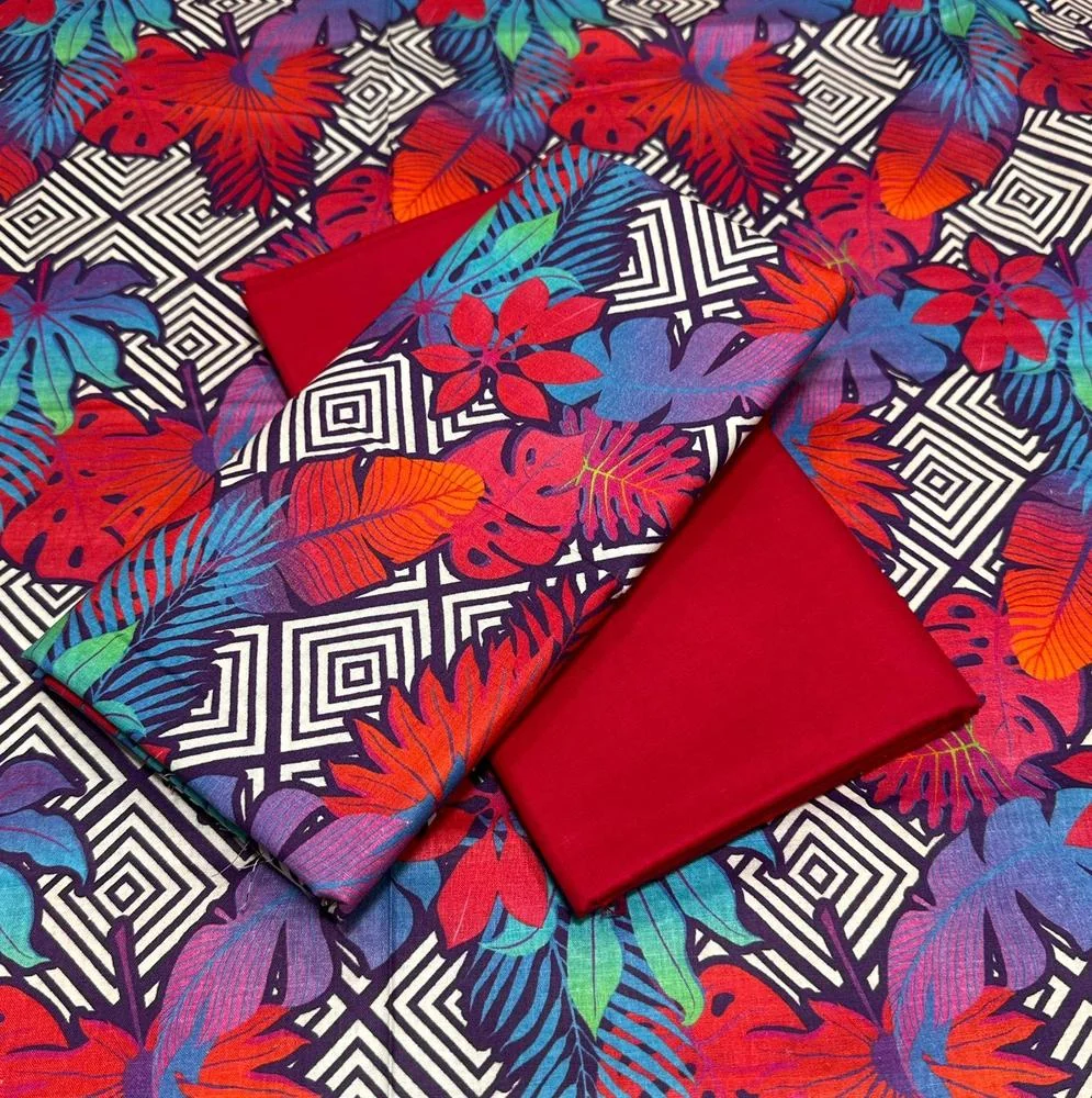 2 Pcs Women's Unstitched Cambric Printed Suit