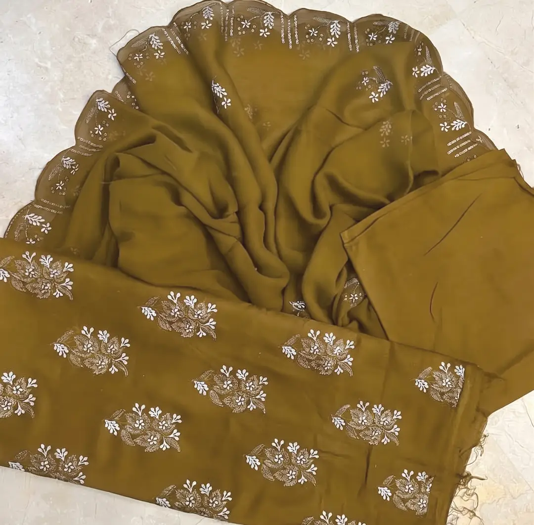 3-Piece Unstitched Embroidered Linen