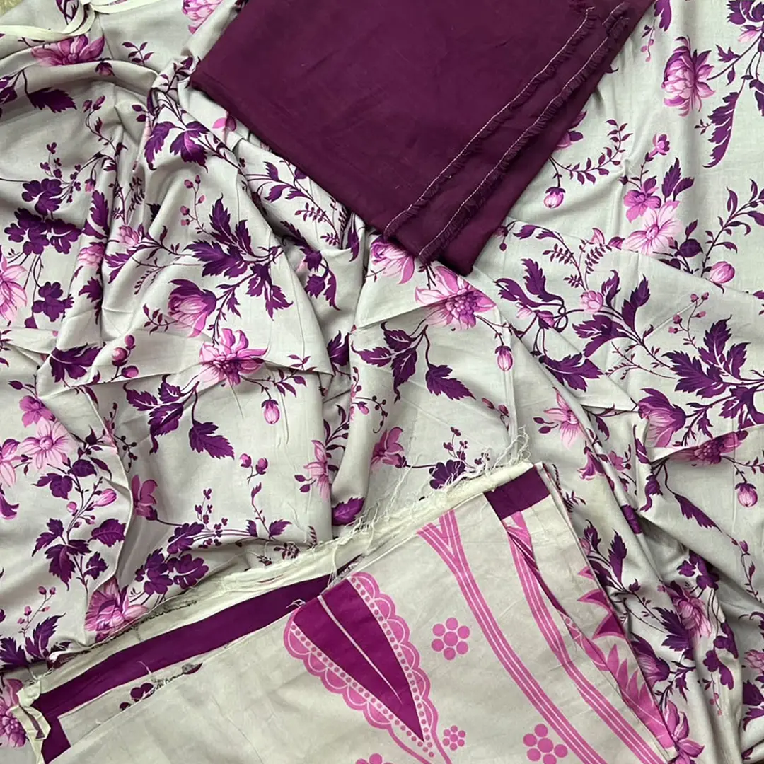 3 Pcs Women's Unstitched Printed linen Suit