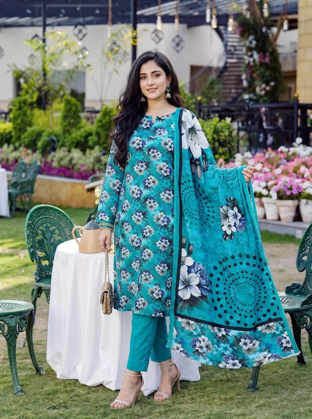 3 Pcs Women's Unstitched Printed linen Suit