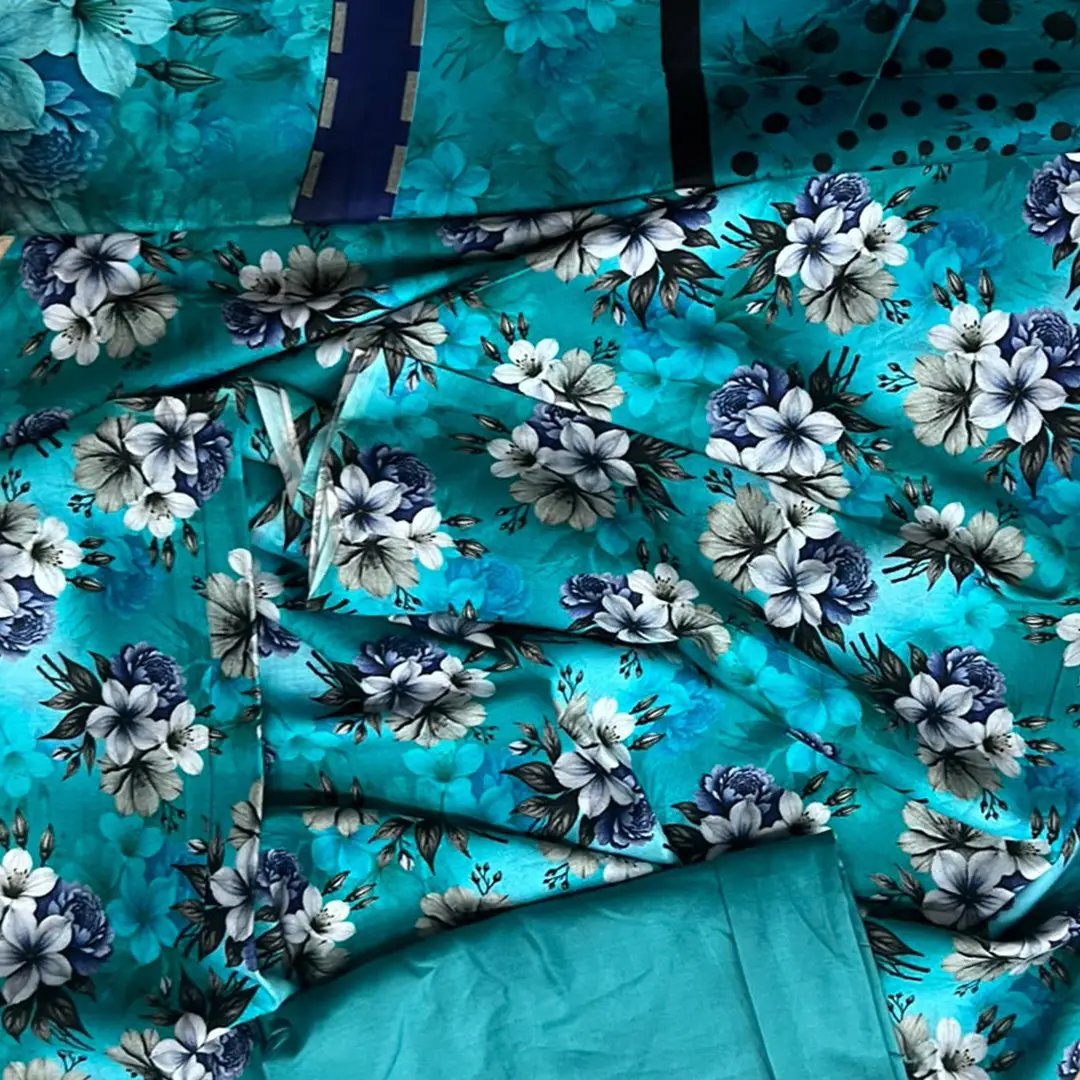 3 Pcs Women's Unstitched Printed linen Suit
