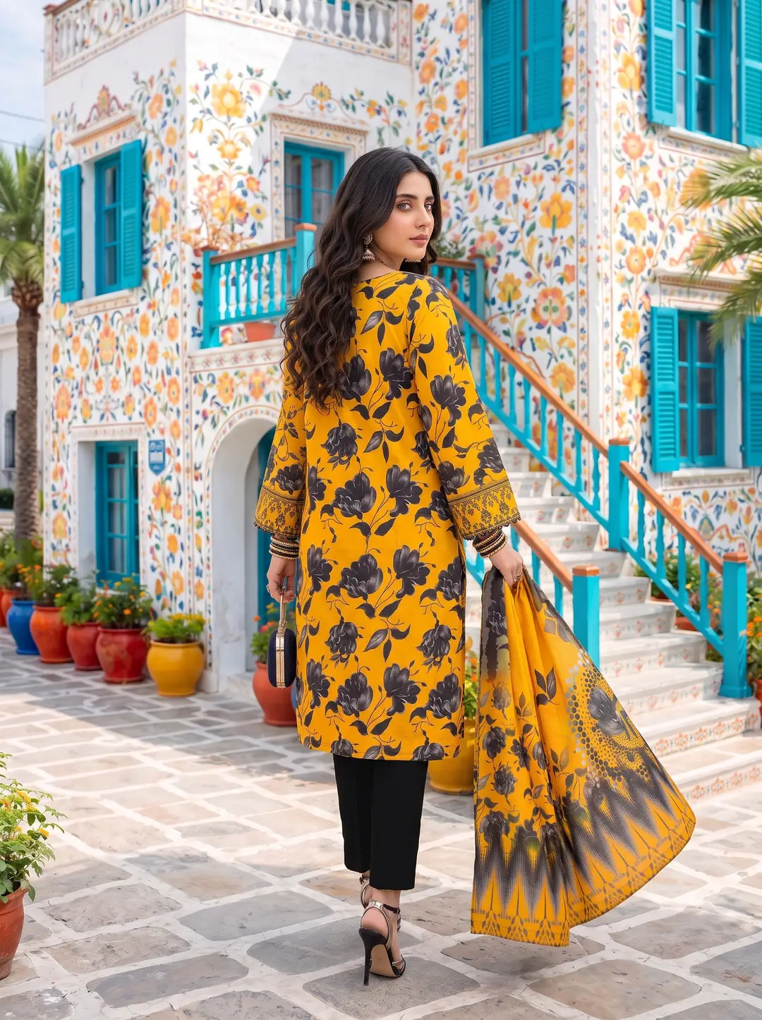 3 Pcs Women's Unstitched Printed linen Suit