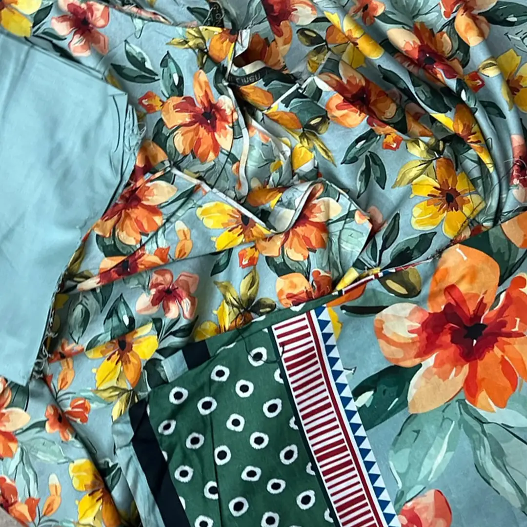 3 Pcs Women's Unstitched Printed linen Suit