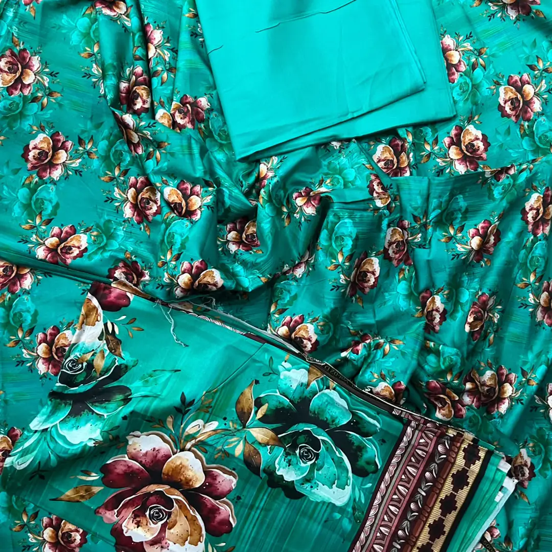 3 Pcs Women's Unstitched Printed linen Suit
