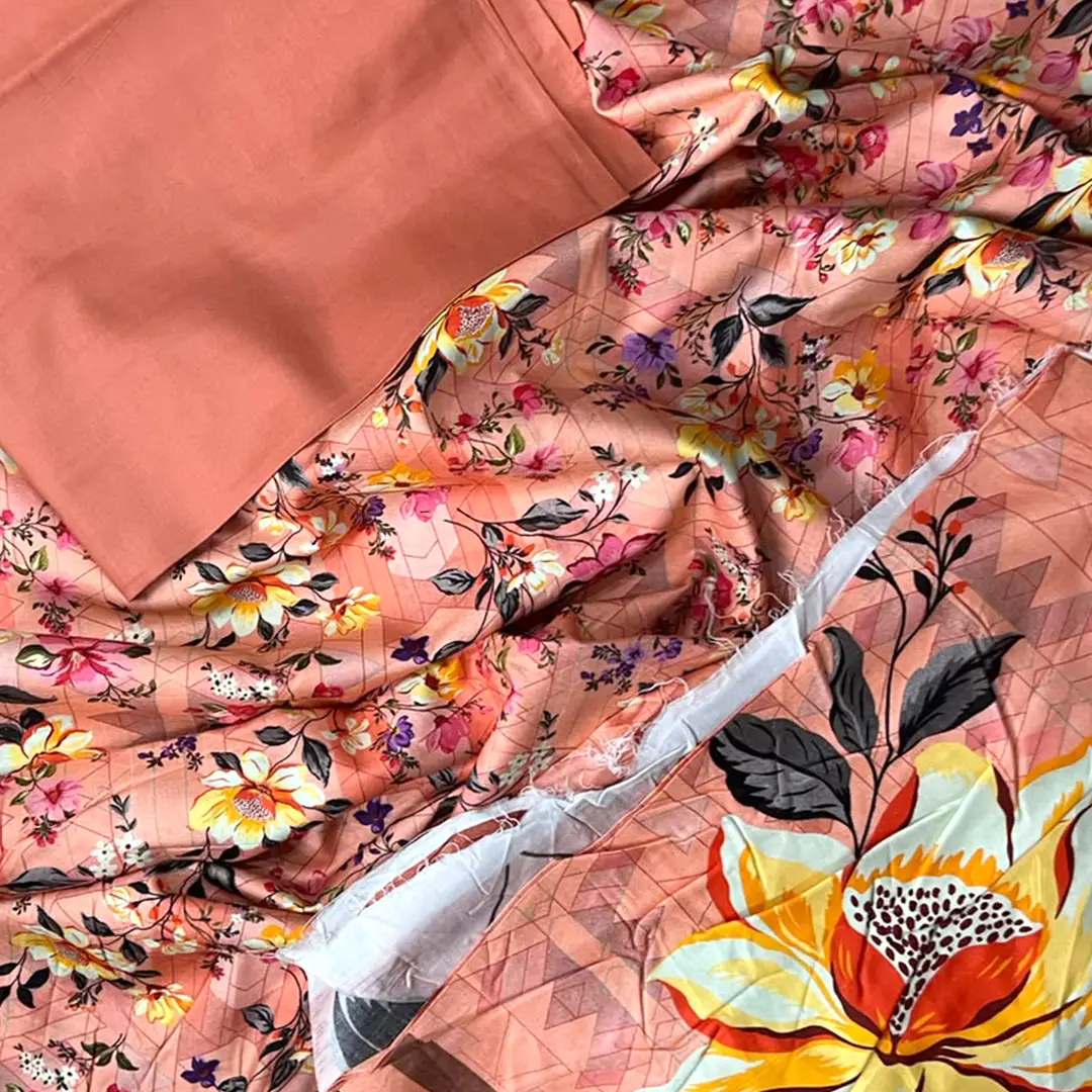 3 Pcs Women's Unstitched Printed linen Suit