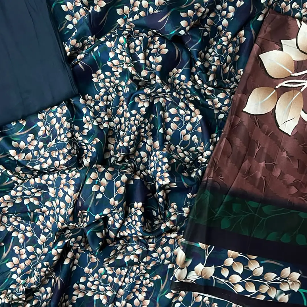 3 Pcs Women's Unstitched Printed linen Suit