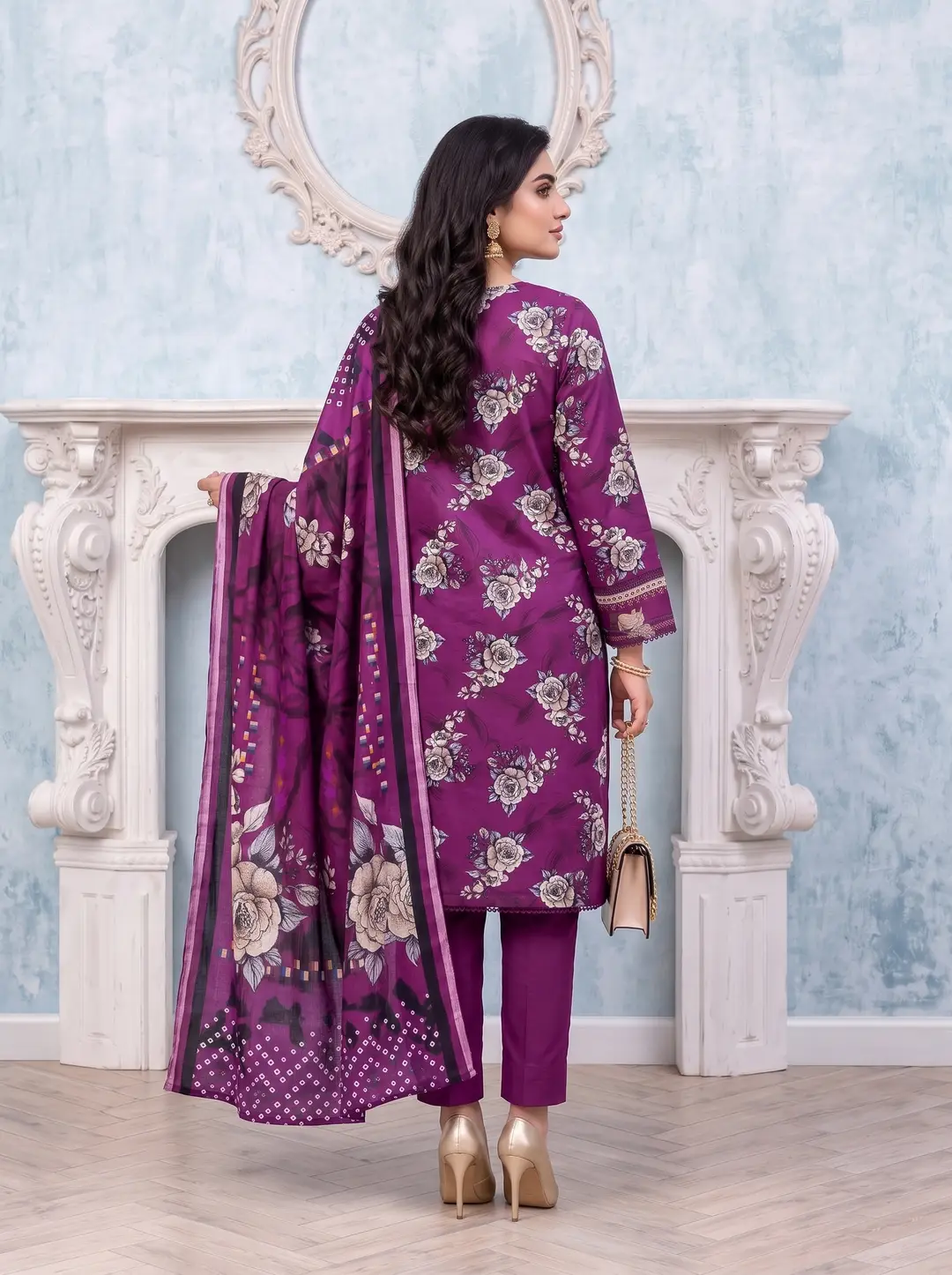 3 Pcs Women's Unstitched Printed linen Suit