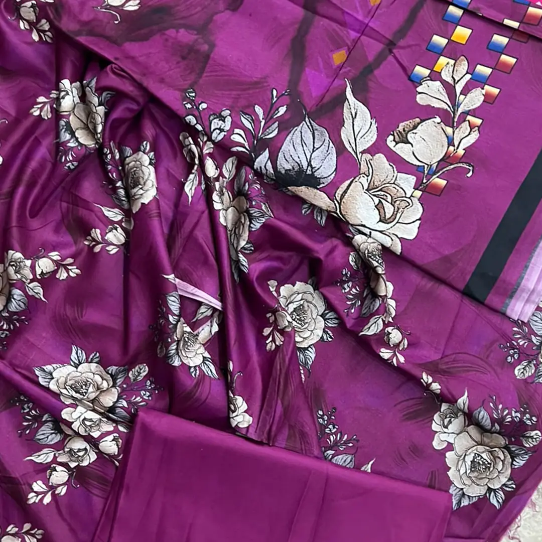 3 Pcs Women's Unstitched Printed linen Suit