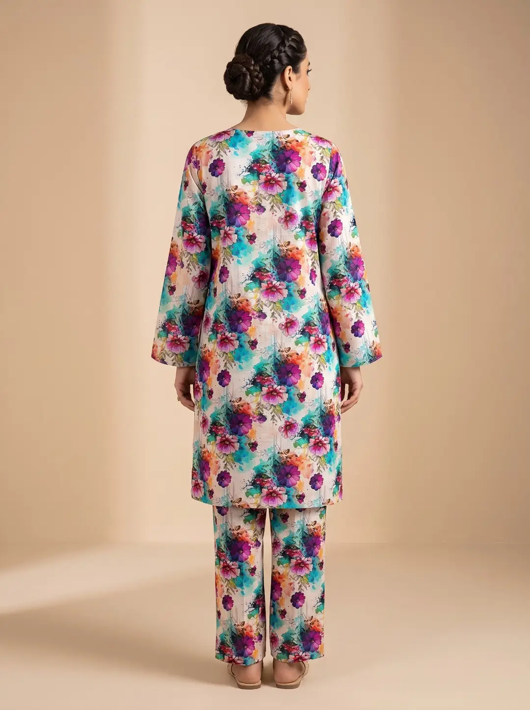 2 Pcs Women's Unstitched Printed Suit