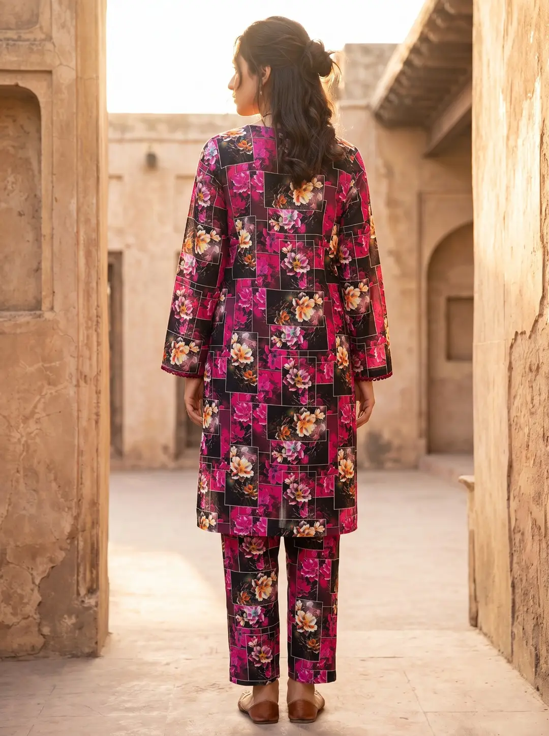 2 Pcs Women's Unstitched Printed Suit