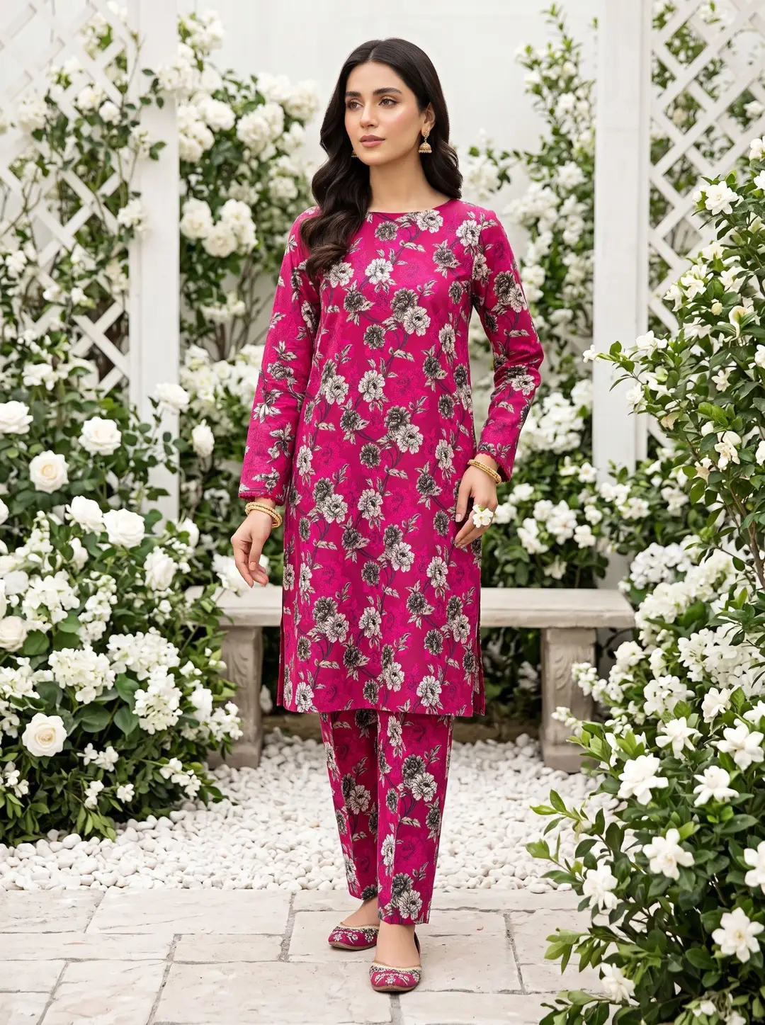 2 Pcs Women's Unstitched Printed Suit