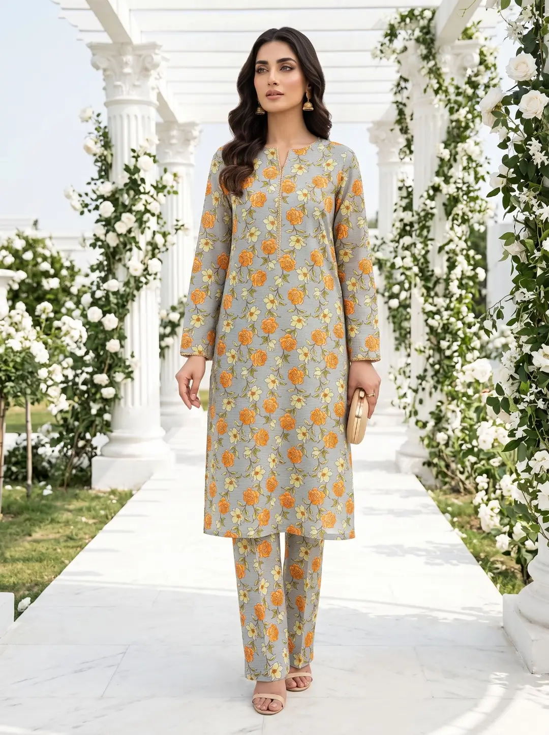 2 Pcs Women's Unstitched Printed Suit
