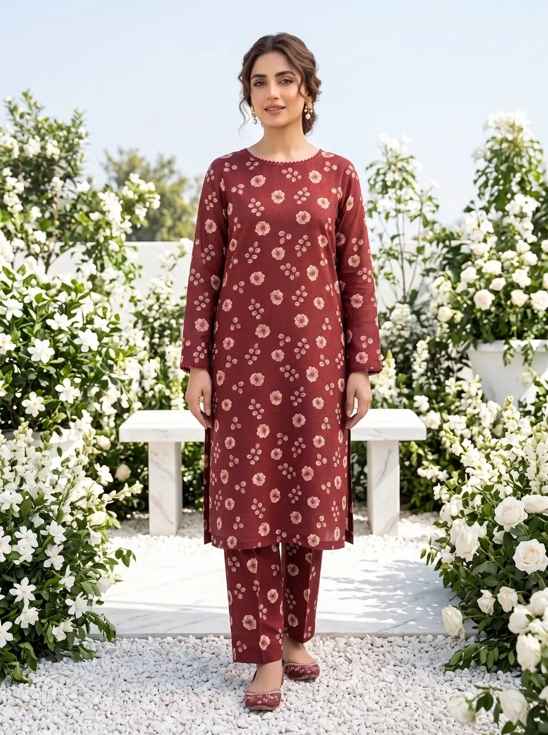2 Pcs Women's Unstitched Printed Suit
