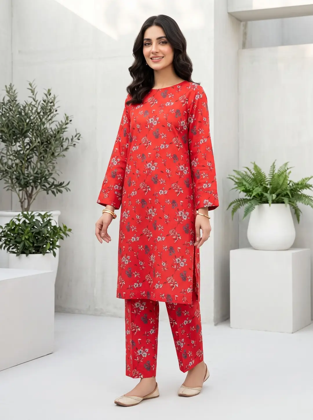 2 Pcs Women's Unstitched Printed Suit