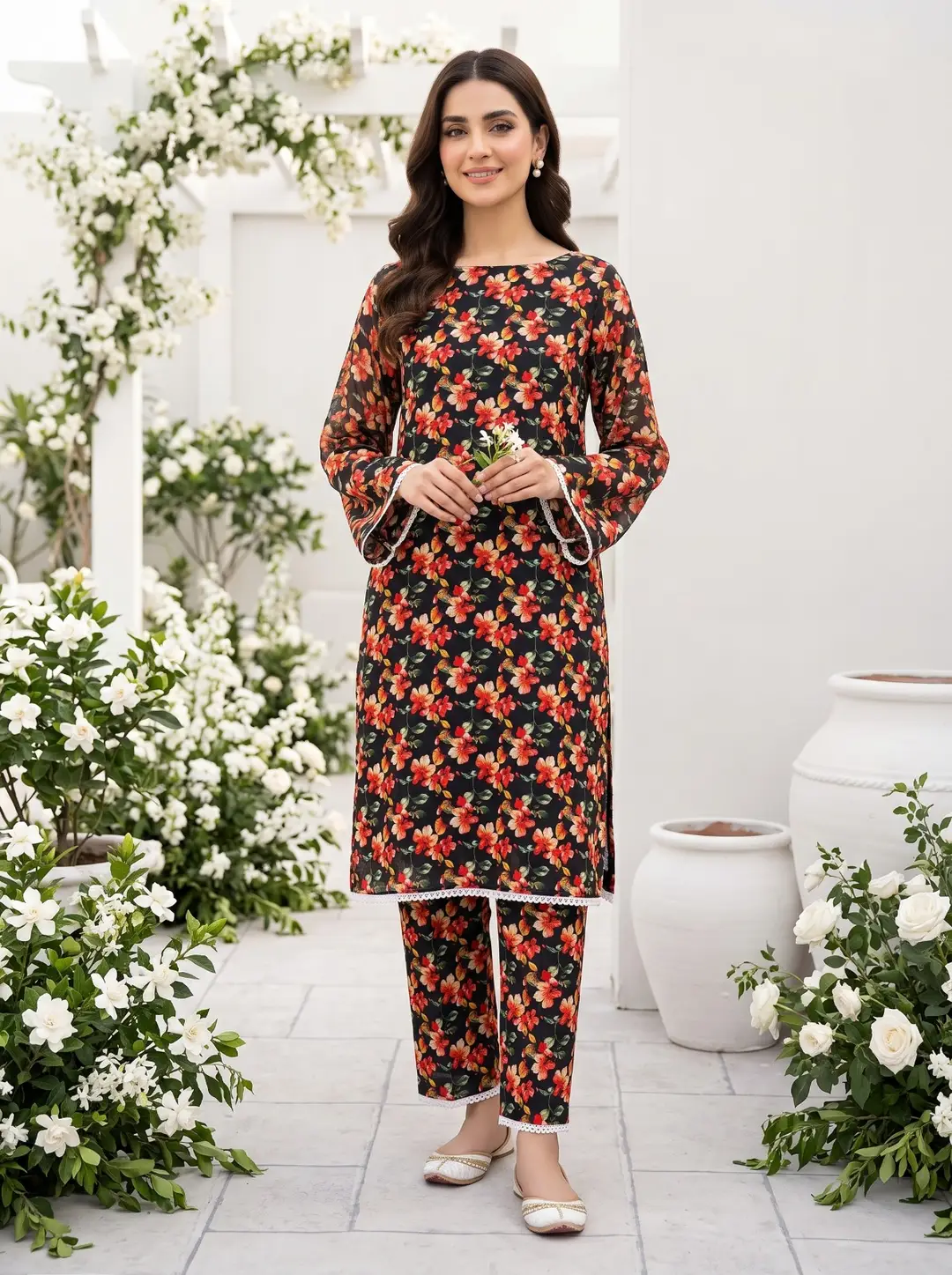 2 Pcs Women's Unstitched Printed Suit