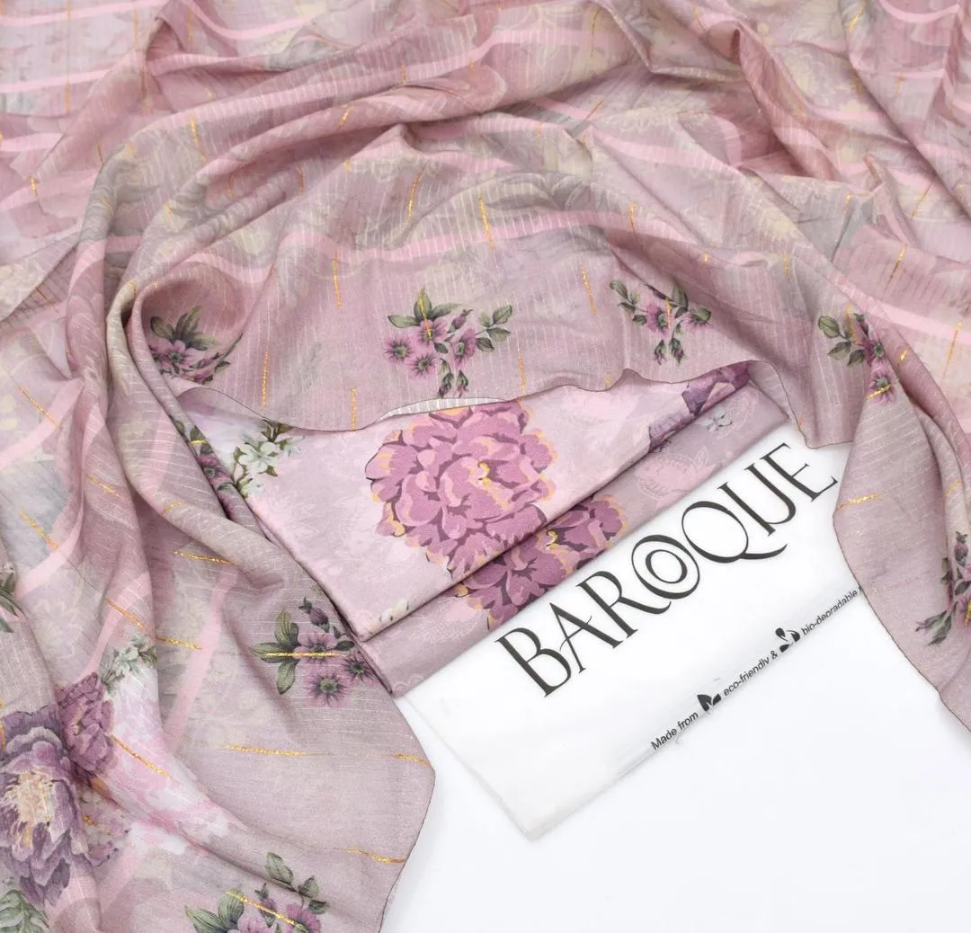 Lawn 3 P Floral Purple Suit for Women