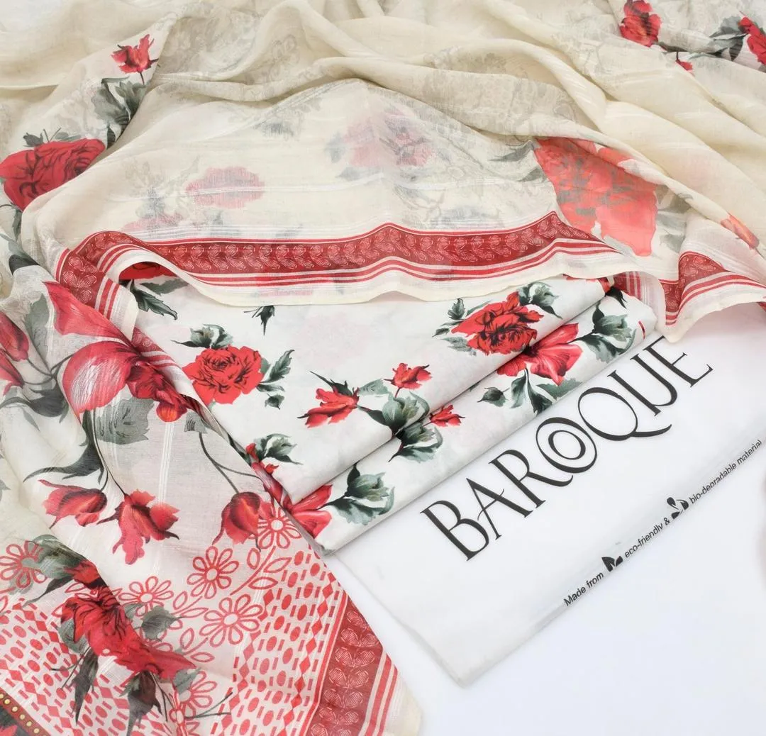 LAWAN 3P Floral Embroidered Kurta Set