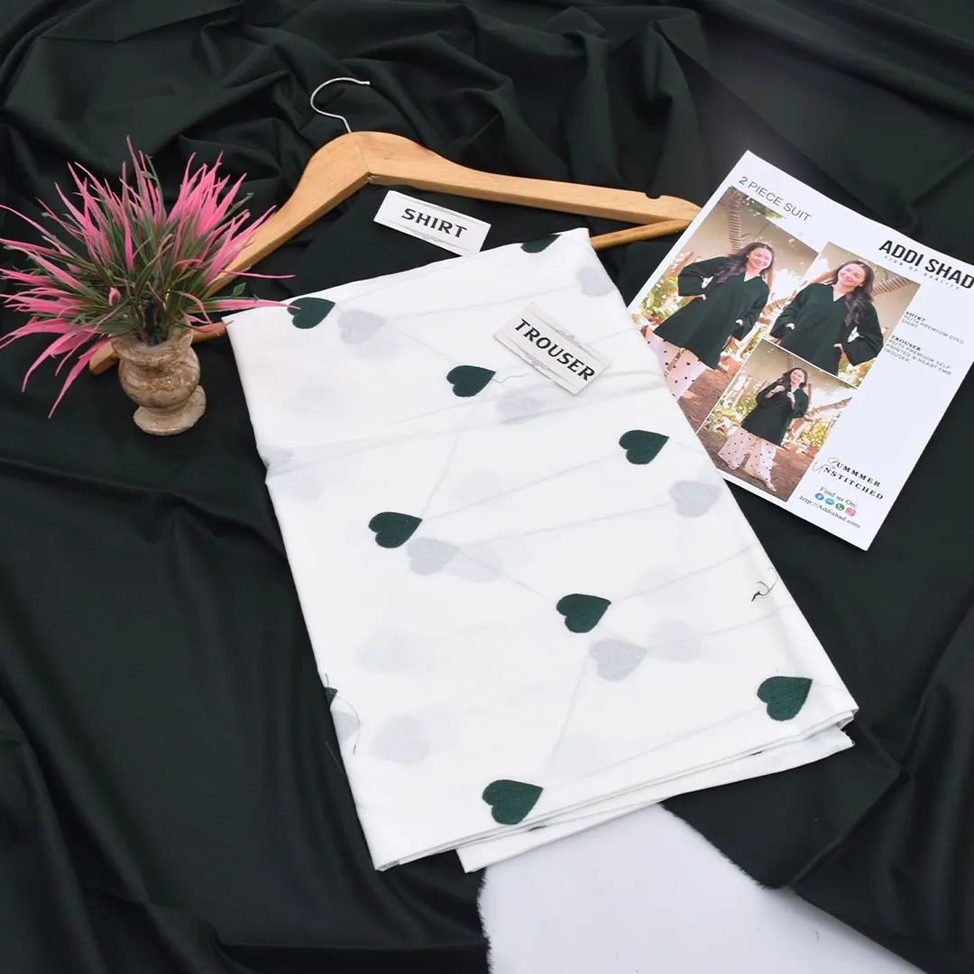 Women Green Unstitched 2-Piece Lawn Suit with Embroidered Trouser