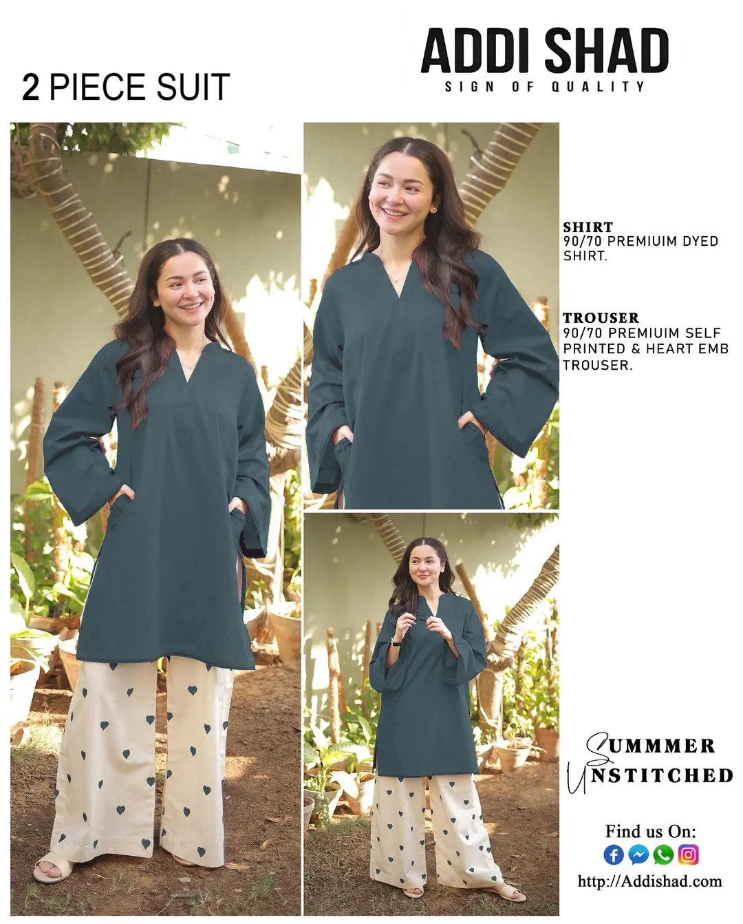 Women's Unstitched 2-Piece Suit Teal Lawn with Embroidered Trouser
