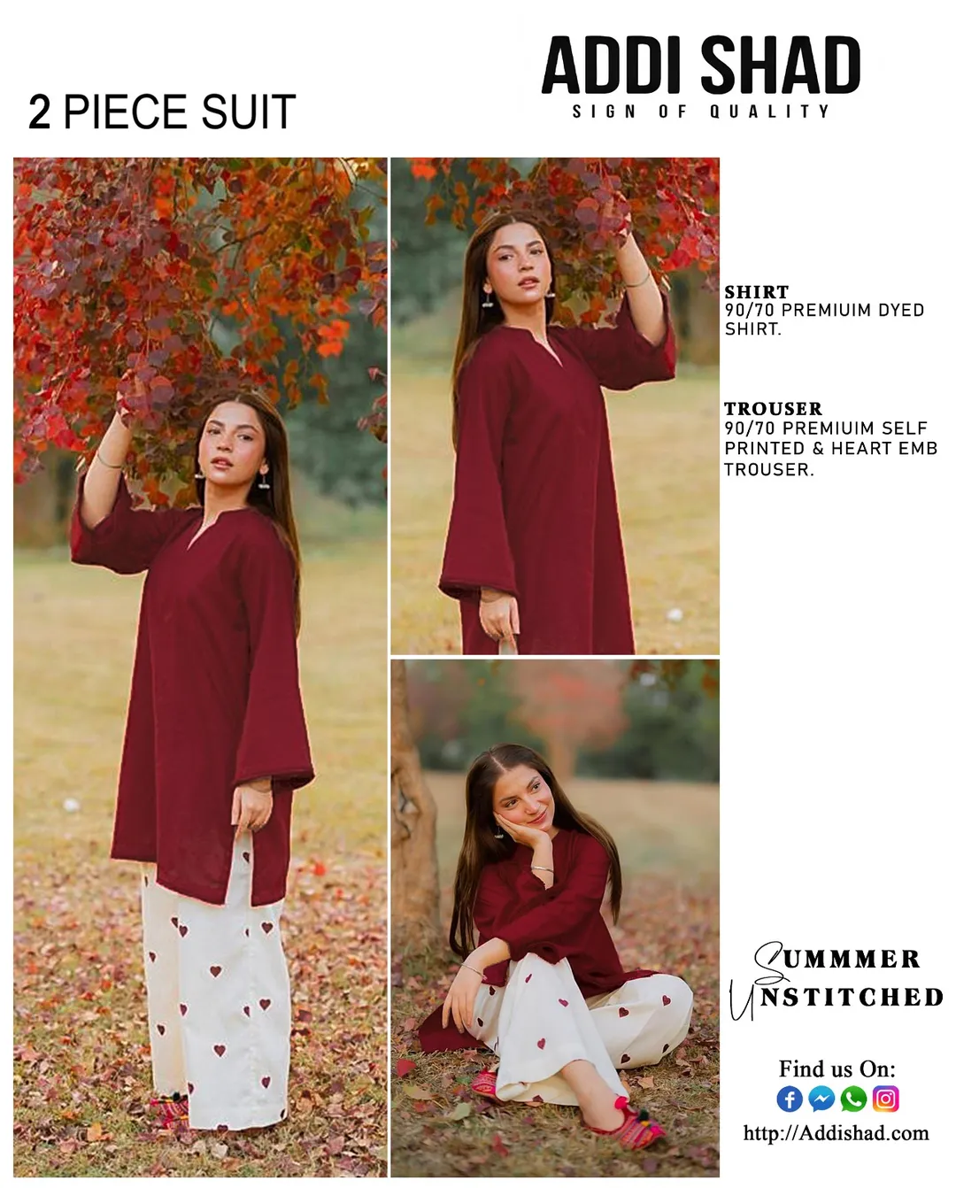 Women Maroon Lawn 2-Piece Unstitched Suit