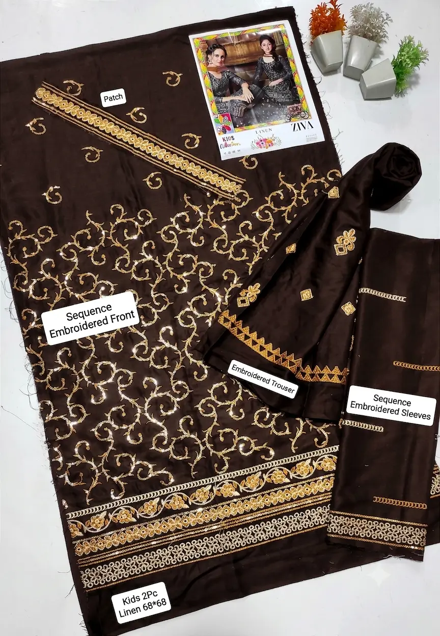 2 Pcs Girl's Lawn Embroidered Unstitched Suit