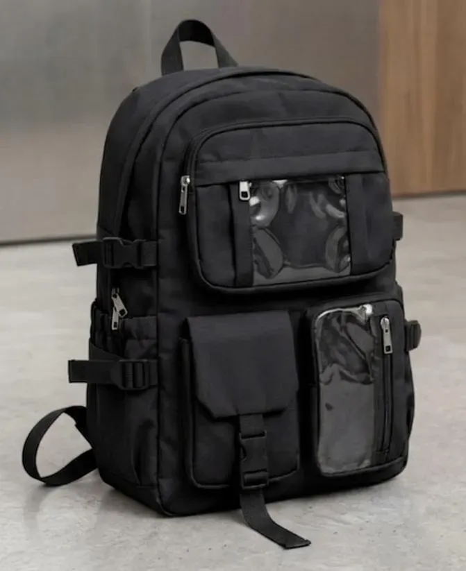 Casual Backpack with transparent pocket