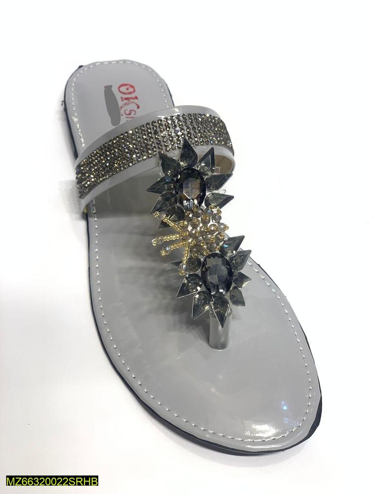 Women's Silver Crystal Flats with Crystal Embellishment