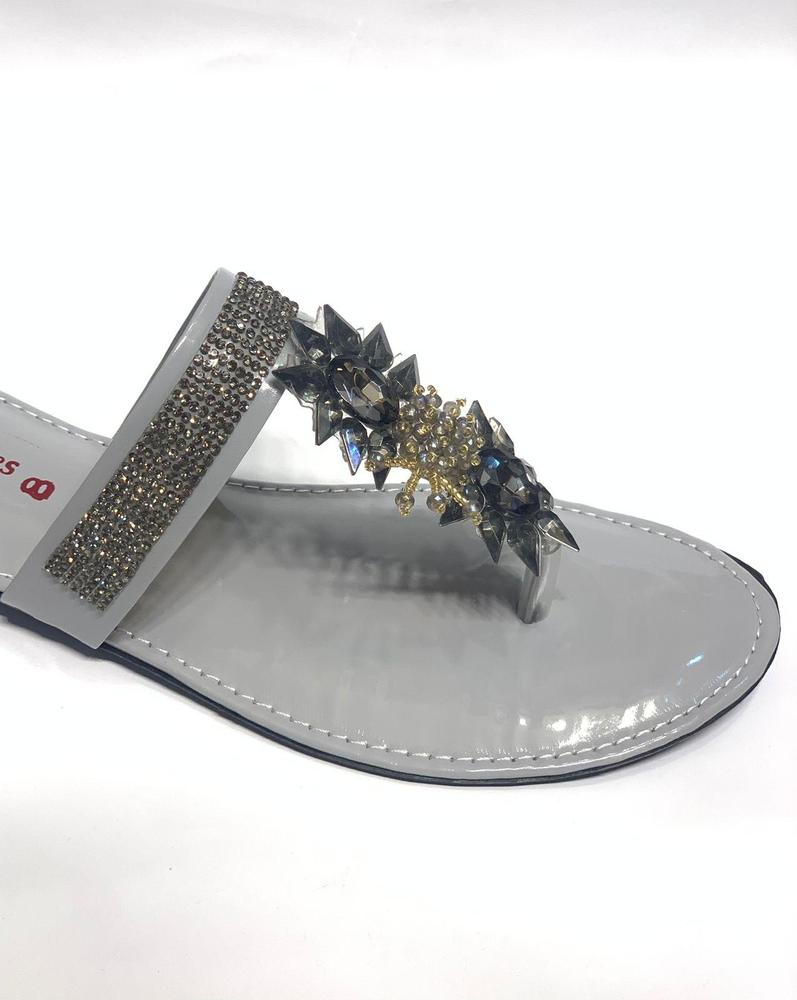 Women's Silver Crystal Flats with Crystal Embellishment