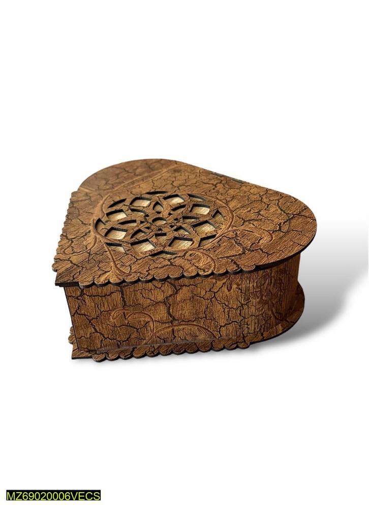 Heart Shaped Wooden Jewelry Box Brown Premium Quality