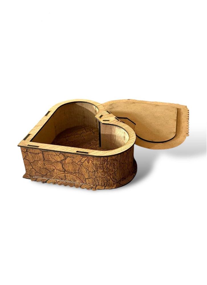 Heart Shaped Wooden Jewelry Box Brown Premium Quality